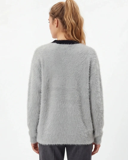Maison Grozavu Slate Crewneck Edition in signature tone — front view showing the tailored side seam