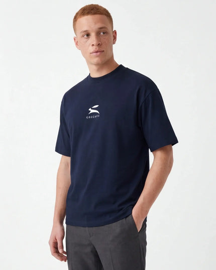 Front view of the Maison Grozavu Pure Carbon Tee in shirt — showing the clean lines.