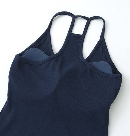 UNeck Crop Tank Top – Slim Fit in navy, featuring U-neckline and stylish straps.