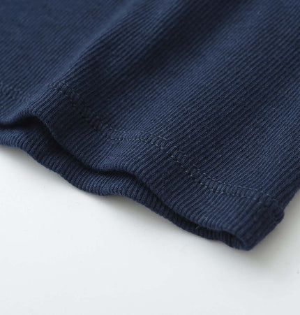 UNeck Crop Tank Top – Slim Fit navy blue fabric detail showcasing the ribbed texture and quality craftsmanship.