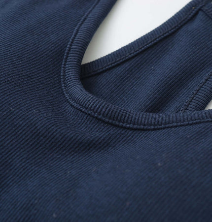 UNeck Crop Tank Top – Slim Fit, close-up view of U-neckline and fabric texture.