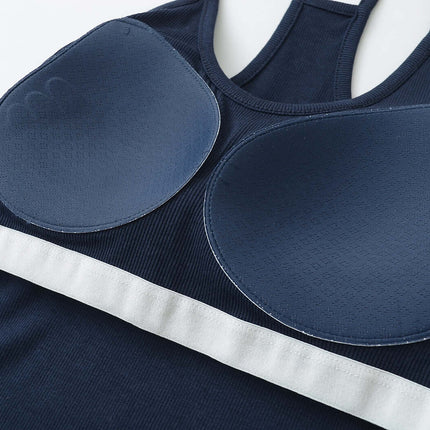 UNeck Crop Tank Top – Slim Fit in navy blue with padded cups and a stylish design.