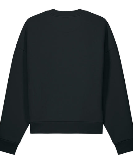 Grozavu Sculpted Hare Crewneck in black 500 g/m² fleece, back view