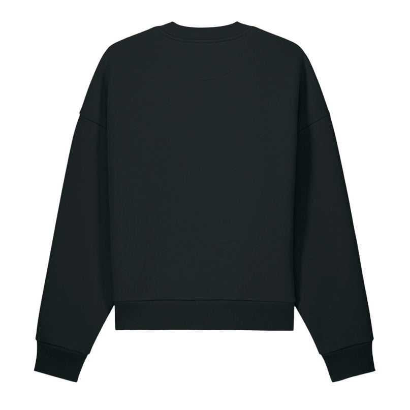 Grozavu Sculpted Hare Crewneck in black 500 g/m² fleece, back view
