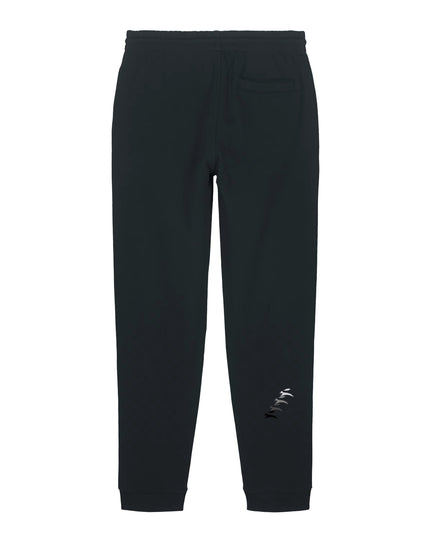 Grozavu Heavyweight Joggers in black 350 g/m² brushed fleece, back view