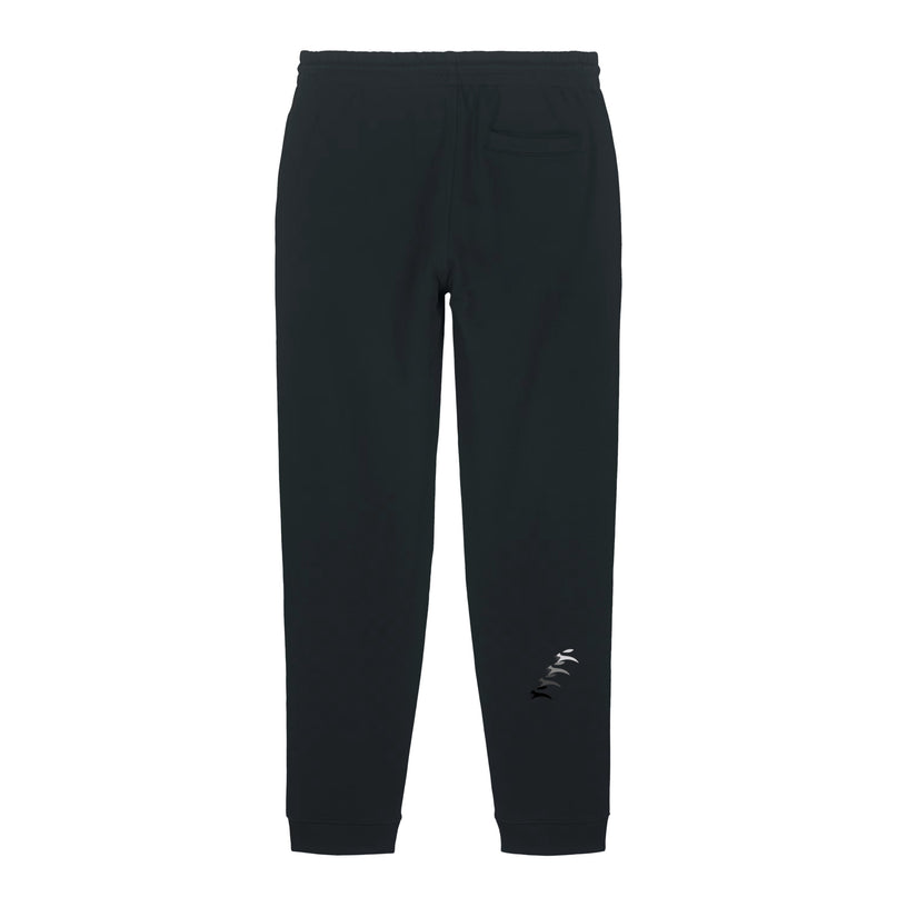 Grozavu Heavyweight Joggers in black 350 g/m² brushed fleece, back view