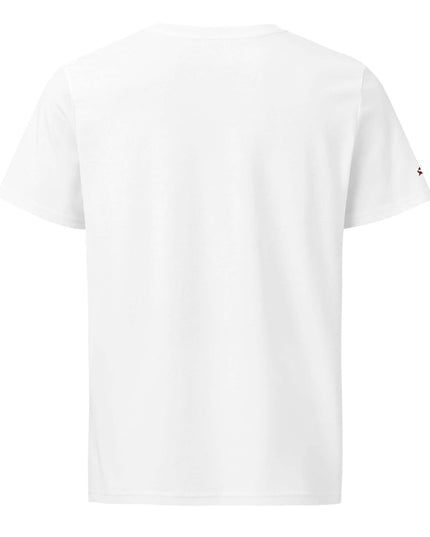 Maison Grozavu Tailored Monochrome Tee White — rear view with double-needle hem detail and self-fabric inner neck tape