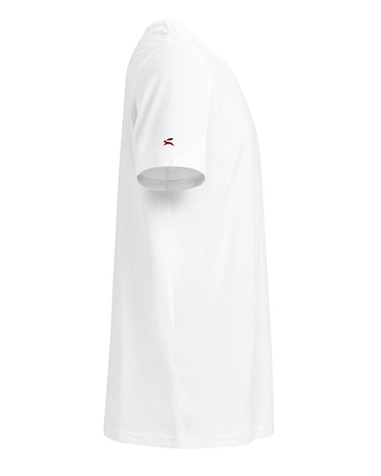 Tailored Monochrome Tee White — right-side profile with visible sleeve construction and organic cotton surface texture
