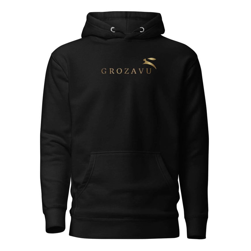 Black hoodie with Grozavu logo