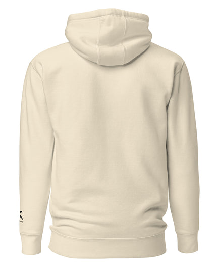 Grozavu Women's Pullover Hoodie in bone with the hare on the chest, back view