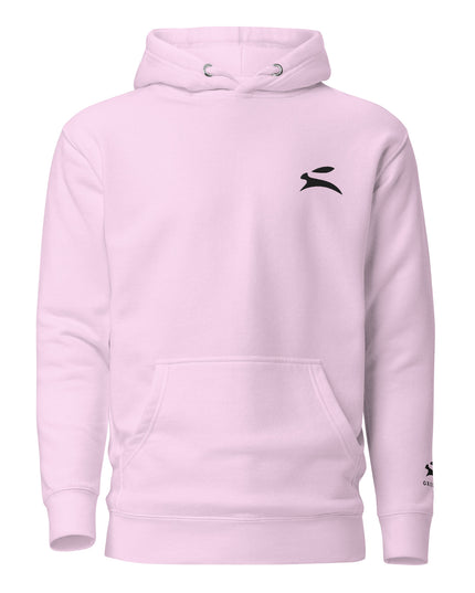 Grozavu Women's Pullover Hoodie in lavender with the hare on the chest, front view