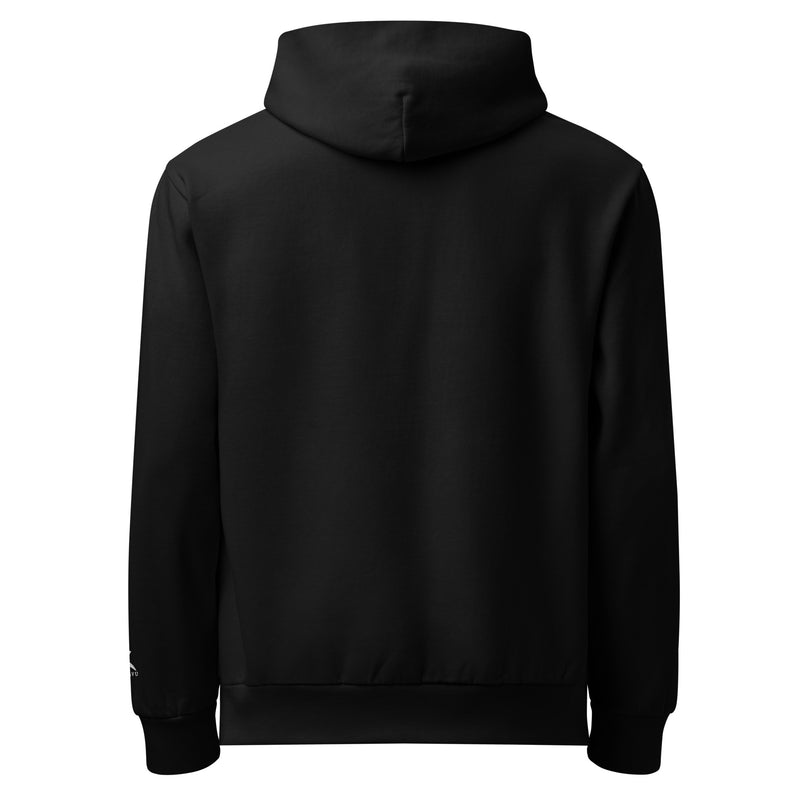 Grozavu Urban Hoodie in black, 340 g/m² oversized fleece with the hare on the chest, back view