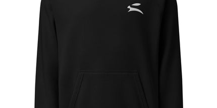 Grozavu Urban Hoodie in black, 340 g/m² oversized fleece with the hare on the chest, front view