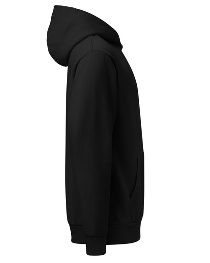 Grozavu Urban Hoodie in black, 340 g/m² oversized fleece with the hare on the chest, right side view