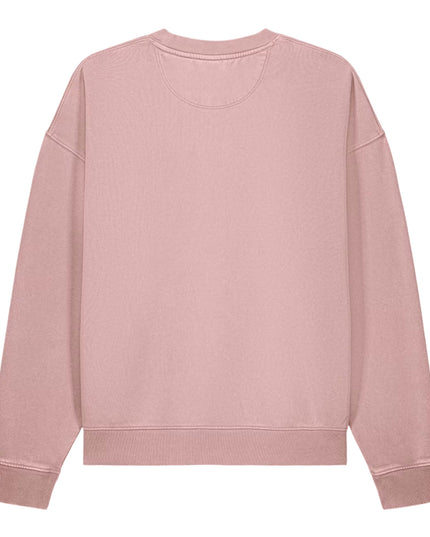 Grozavu Garment-Dyed Vintage Crewneck in blush pink 330 g/m² fleece, back view