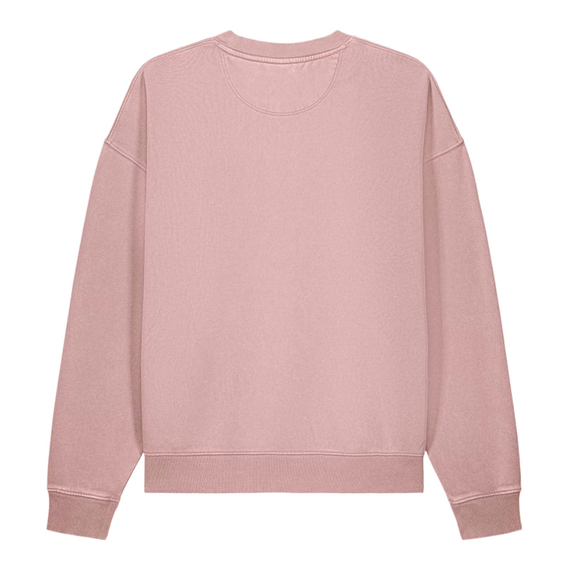 Grozavu Garment-Dyed Vintage Crewneck in blush pink 330 g/m² fleece, back view