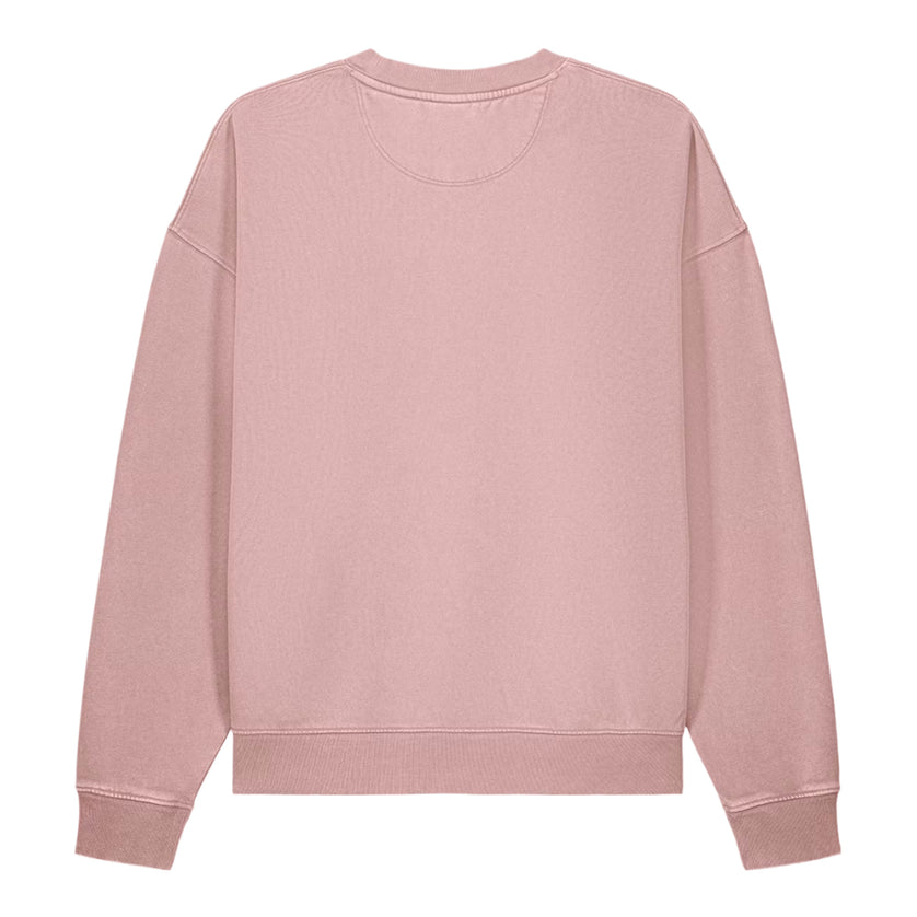 Grozavu Garment-Dyed Vintage Crewneck in blush pink 330 g/m² fleece, back view