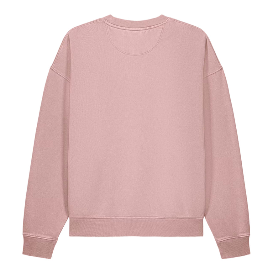 Grozavu Garment-Dyed Vintage Crewneck in blush pink 330 g/m² fleece, back view