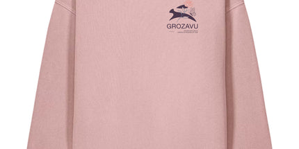 Grozavu Garment-Dyed Vintage Crewneck in blush pink 330 g/m² fleece, front view