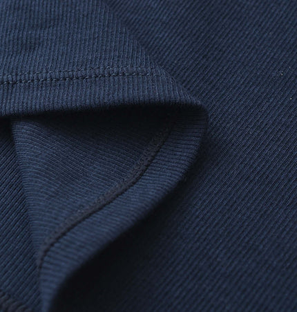 UNeck Crop Tank Top – Slim Fit close-up showing the fabric texture and stitching details in navy blue.