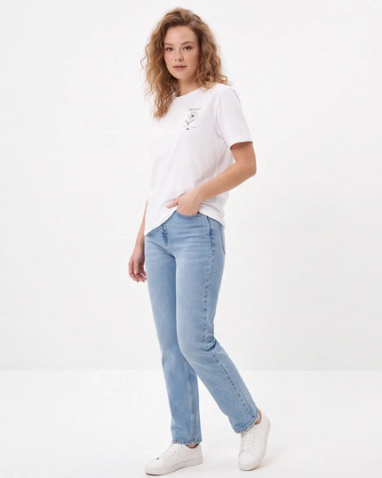 Tailored Monochrome Tee White — overhead lifestyle shot showing the organic cotton lay flat and collar structure