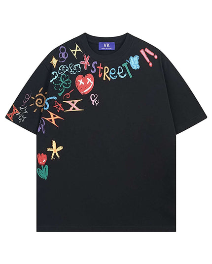 Maison Grozavu Modern Obsidian Tee in black — front view showing the reinforced stitching on the hem
