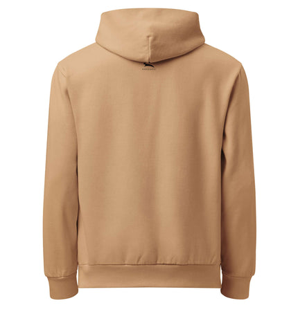 Back view of Urban Garment Dyed Hoodie – Loose Fit in a soft beige color, highlighting relaxed streetwear style.