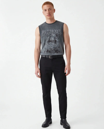 Maison Grozavu Sleek Dune Tank in signature tone — front view showing the precise sleeve cut