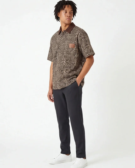 Maison Grozavu Lightweight Shirt - Graphite Profile in signature tone — front view showing the seamless shoulder transition