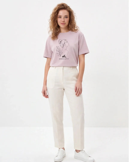 Bespoke Concrete Tee Washed Lavender — lifestyle detail of the soft garment-dyed cotton surface in natural light