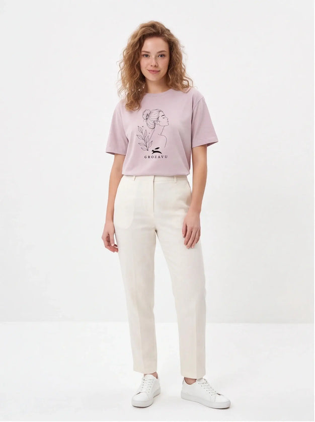 Bespoke Concrete Tee Washed Lavender — lifestyle detail of the soft garment-dyed cotton surface in natural light