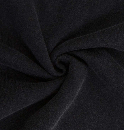 Close-up view of soft, washed black fabric used in the Washed Stand Collar Zipper Hoodie, showcasing its premium quality.