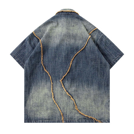 Washed Gradient Denim Shirt - Loose Fit featuring a stylish washed gradient design and loose fit back view.