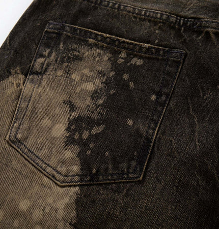 Washed Retro Loose Fit Denim Pants back pocket detail showcasing unique washed finish and texture.