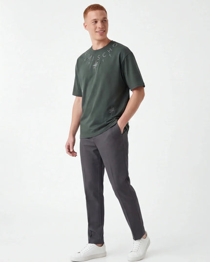 Maison Grozavu Umber Top Profile in signature tone — front view showing the reinforced stitching on the hem