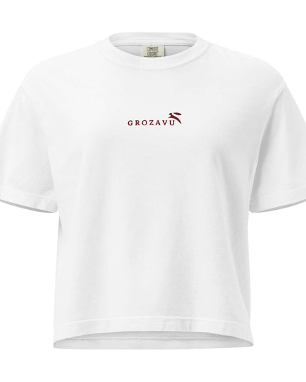 Maison Grozavu Stark Taupe Tee in White — front view showing the clean silhouette and premium fabric construction