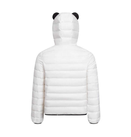 Back view of a Hooded Quilted Down Jacket with panda ears, showcasing its stylish quilted design.