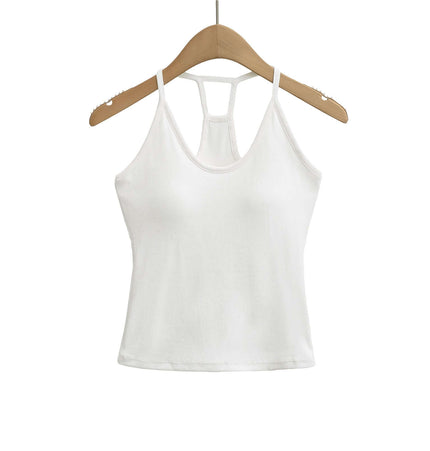 UNeck Crop Tank Top – Slim Fit in white, showcasing the U-neckline and slim fit design.