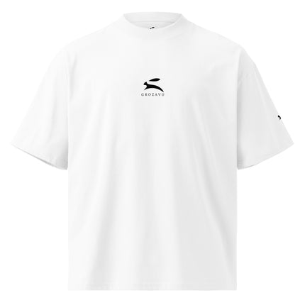 Grozavu Wide Collar Tee in 200 g/m² GOTS organic cotton, White, front