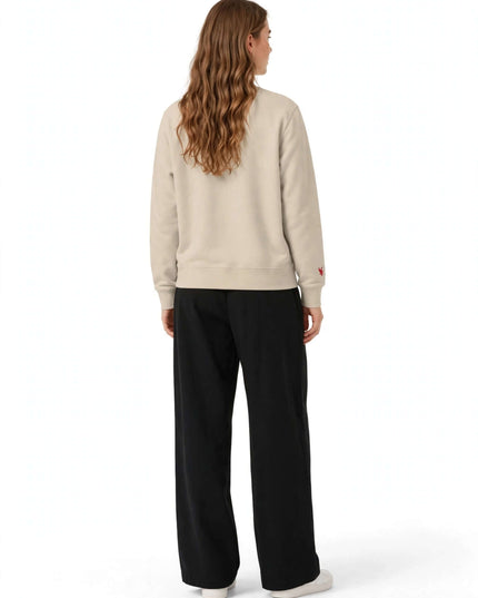 Back view of the Desert Dust brushed fleece crewneck