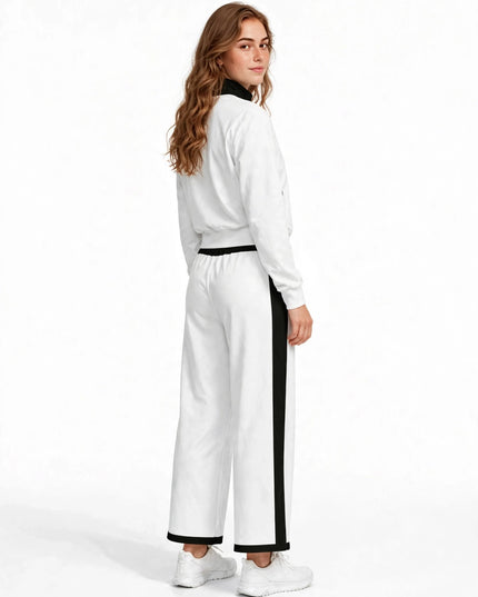 Back view of the women's wide-leg cotton stretch pants
