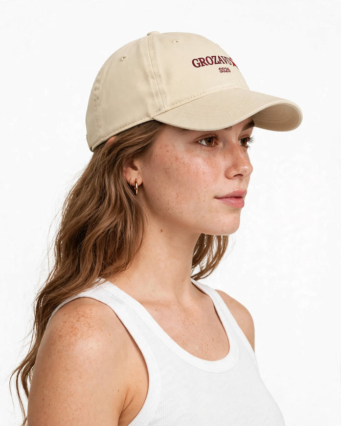 Side profile of the enzyme-washed cotton twill cap