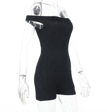 Casual Lace Shoulder Jumpsuit showcasing a chic design with lace details and a flattering silhouette.