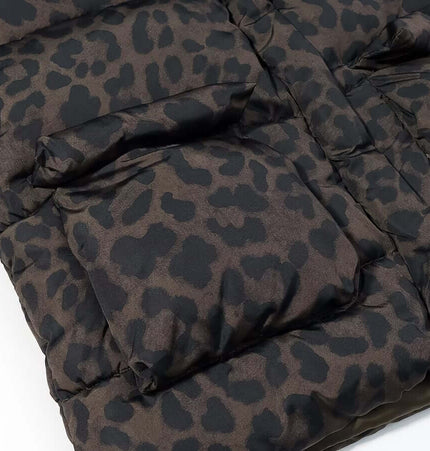 Hooded Zipper Cotton Jacket featuring a stylish leopard print design, showcasing hand-sewn craftsmanship and modern comfort.