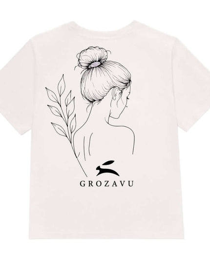 Maison Grozavu Bespoke Concrete Tee Vintage White — rear view showing the clean back panel and double-needle neckband stitching