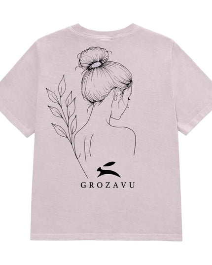 Maison Grozavu Bespoke Concrete Tee Washed Lavender — rear view showing the boxy back panel and mid-length hem