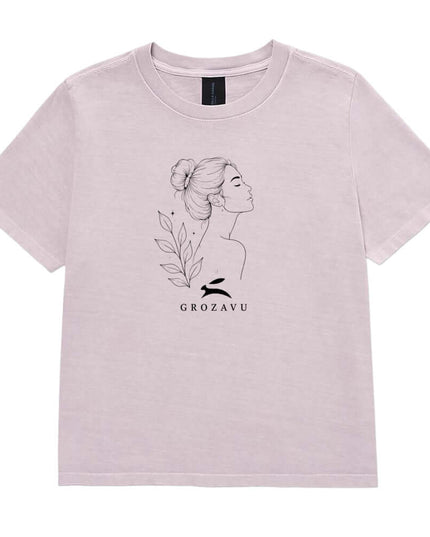 Maison Grozavu Bespoke Concrete Tee in Washed Lavender — front view showing the boxy relaxed fit and garment-dyed colour depth