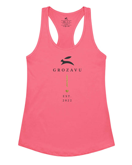 Maison Grozavu Lightweight Bone Tank in Hot Pink — front view of the Pink colourway showing fitted silhouette