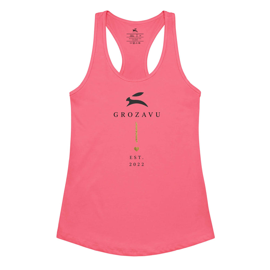 Maison Grozavu Lightweight Bone Tank in Hot Pink — front view of the Pink colourway showing fitted silhouette