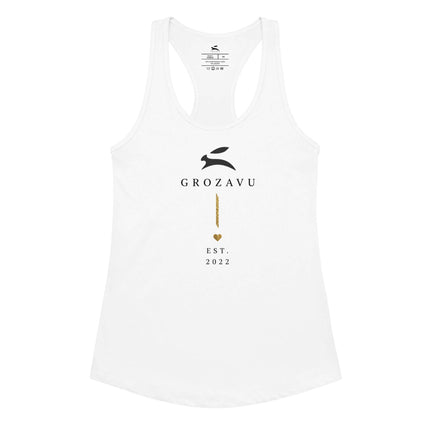 Maison Grozavu Lightweight Bone Tank in White — front view showing the fitted silhouette and clean racerback strap construction